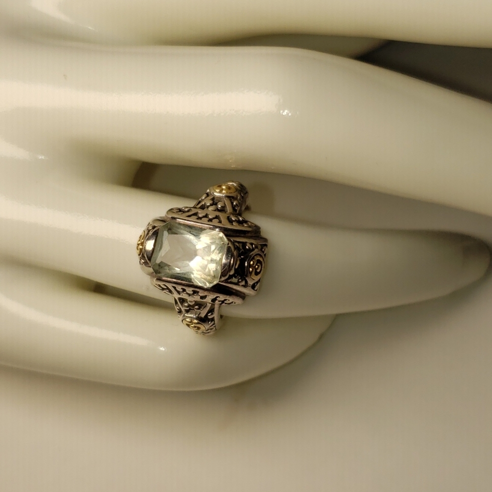 Genuine 14k 925 Prasiolite Green Amethyst Ring 6